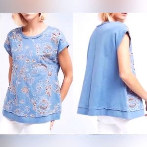 Anthropologie Akemi + Kin embroidered and beaded top, oversized S